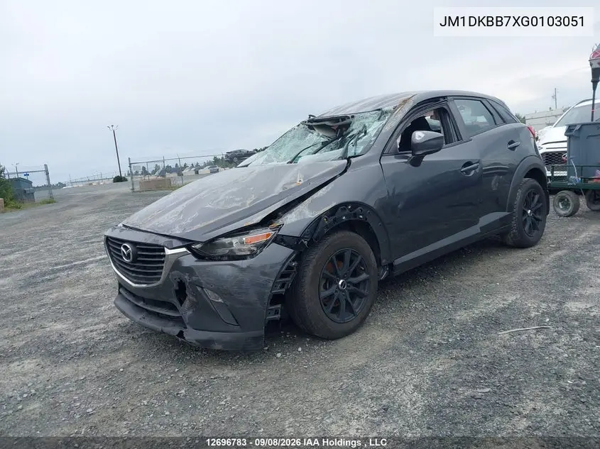 2016 MAZDA CX-3 VIN JM1DKBB7XG0103051 — фото 2