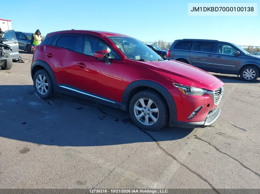 MAZDA CX-3 2016, VIN JM1DKBD70G0100138