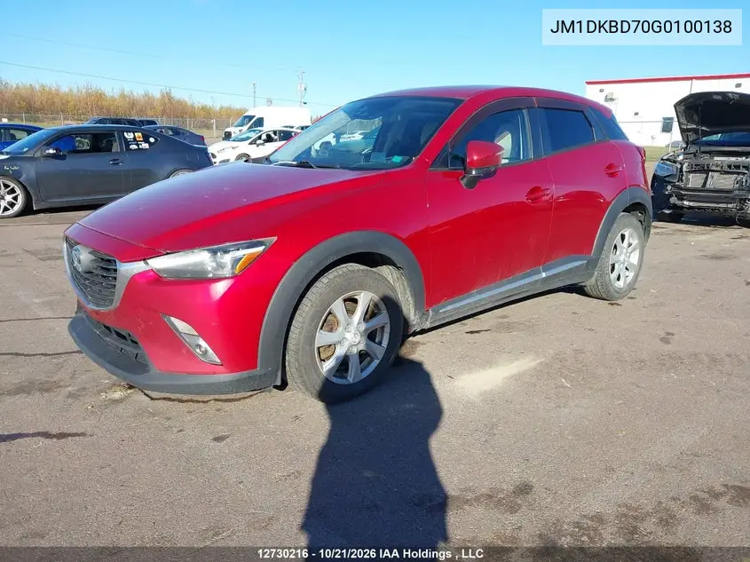 2016 MAZDA CX-3 VIN JM1DKBD70G0100138 — фото 2