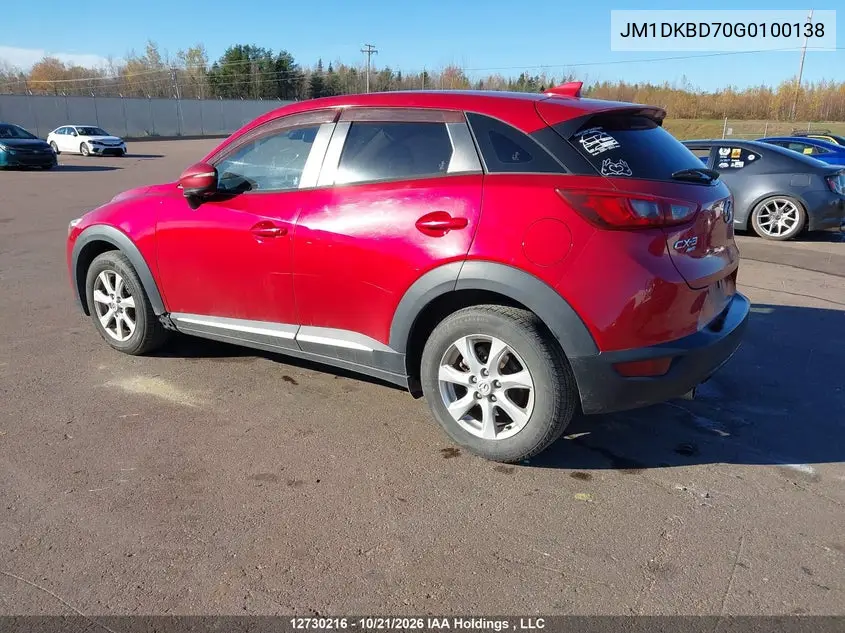 2016 MAZDA CX-3 VIN JM1DKBD70G0100138 — фото 3