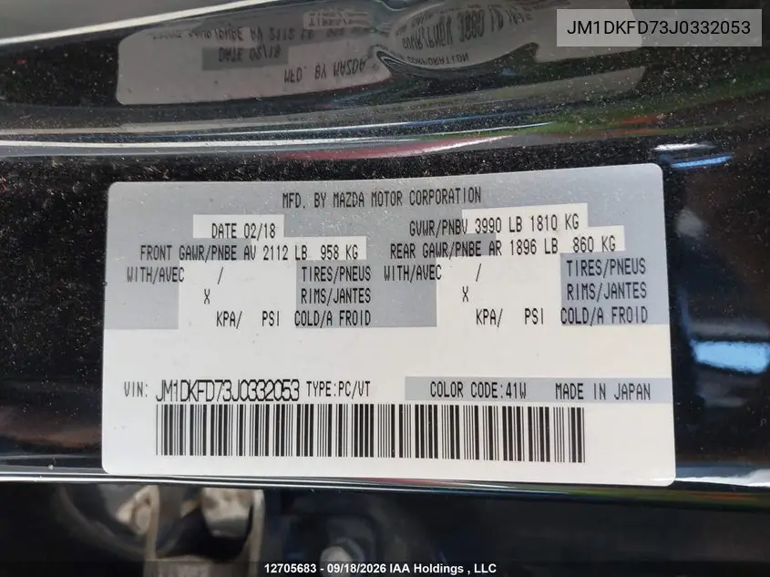 2018 MAZDA CX-3 VIN JM1DKFD73J0332053 — фото 9
