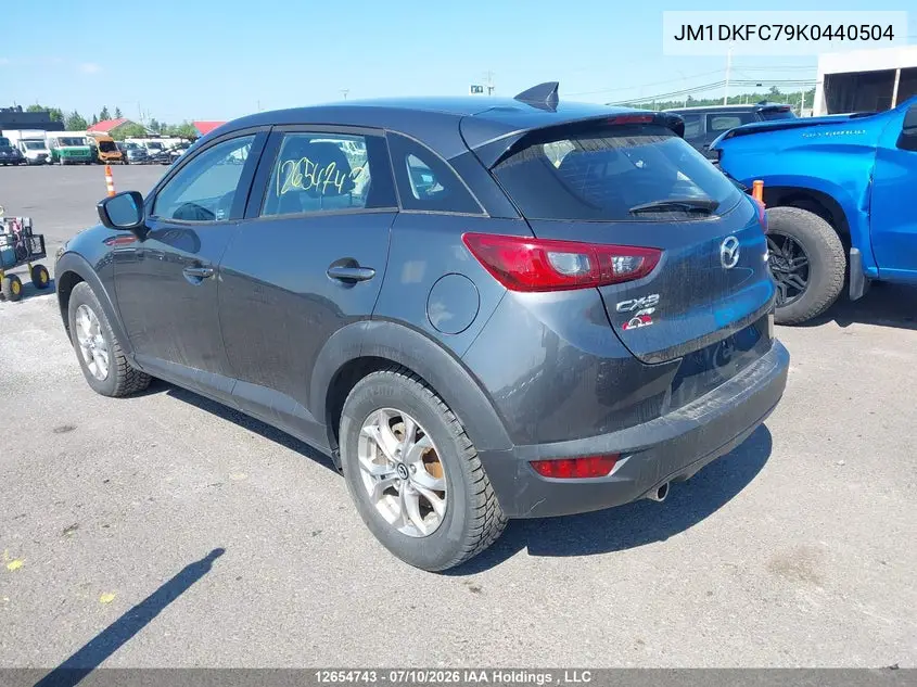 2019 MAZDA CX-3 VIN JM1DKFC79K0440504 — фото 3