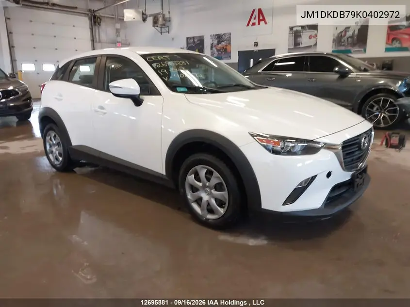MAZDA CX-3 2019, VIN JM1DKDB79K0402972