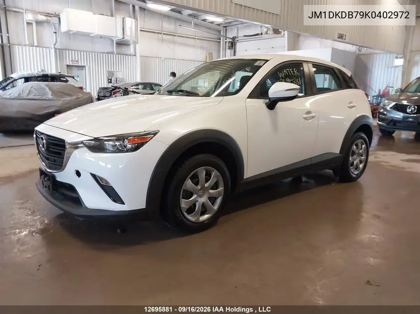 2019 MAZDA CX-3 VIN JM1DKDB79K0402972 — фото 2