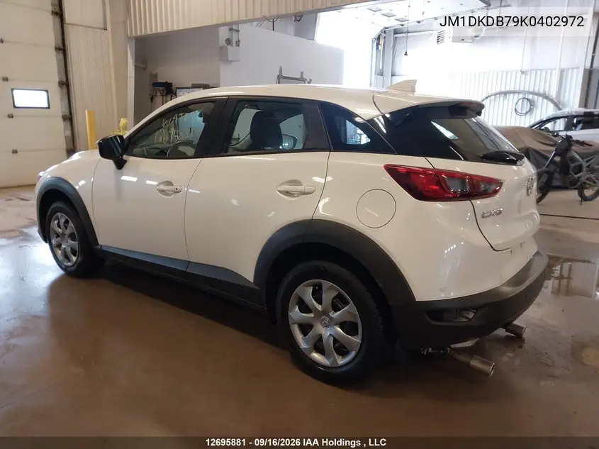 2019 MAZDA CX-3 VIN JM1DKDB79K0402972 — фото 3