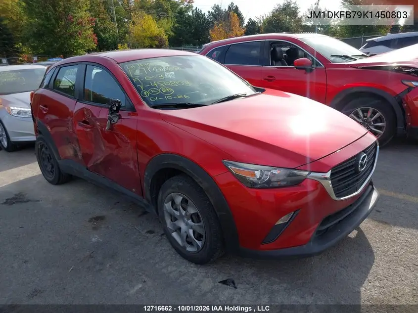 MAZDA CX-3 2019, VIN JM1DKFB79K1450803