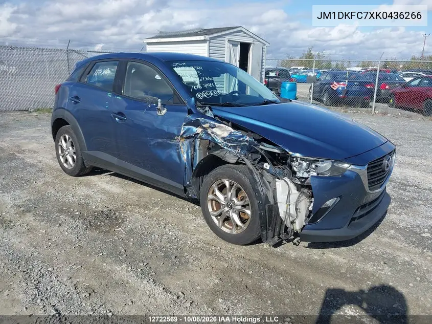 MAZDA CX-3 2019, VIN JM1DKFC7XK0436266