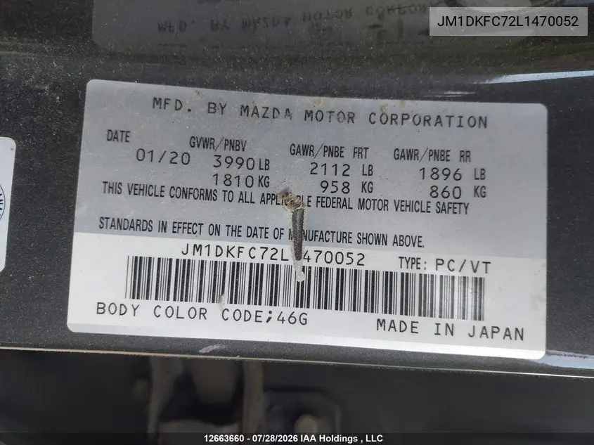 2020 MAZDA CX-3 VIN JM1DKFC72L1470052 — фото 18