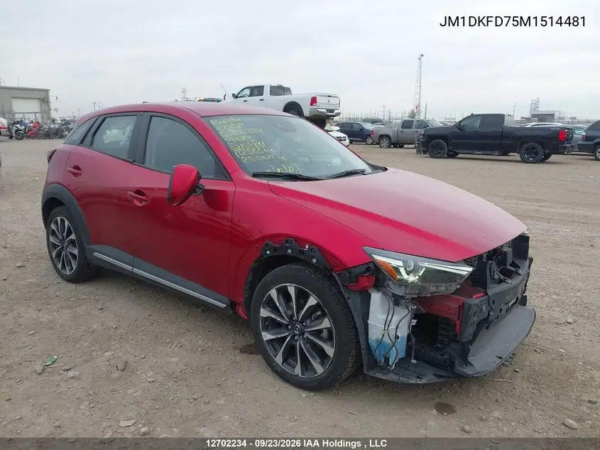 MAZDA CX-3 2021, VIN JM1DKFD75M1514481