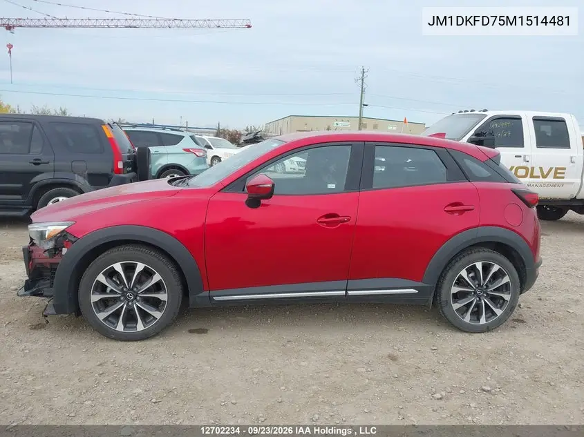 2021 MAZDA CX-3 VIN JM1DKFD75M1514481 — фото 15