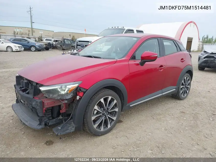 2021 MAZDA CX-3 VIN JM1DKFD75M1514481 — фото 2