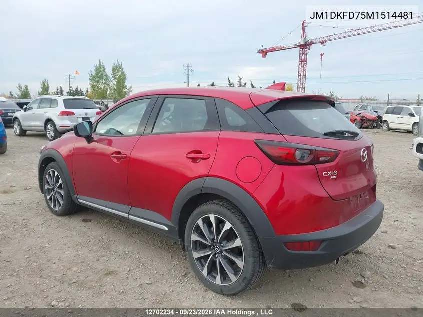 2021 MAZDA CX-3 VIN JM1DKFD75M1514481 — фото 3