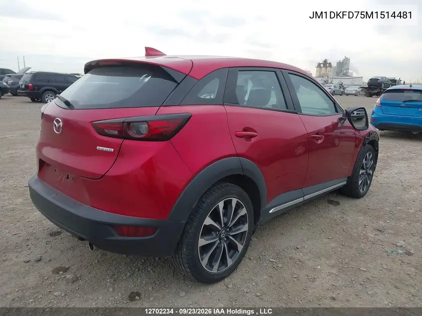 2021 MAZDA CX-3 VIN JM1DKFD75M1514481 — фото 4