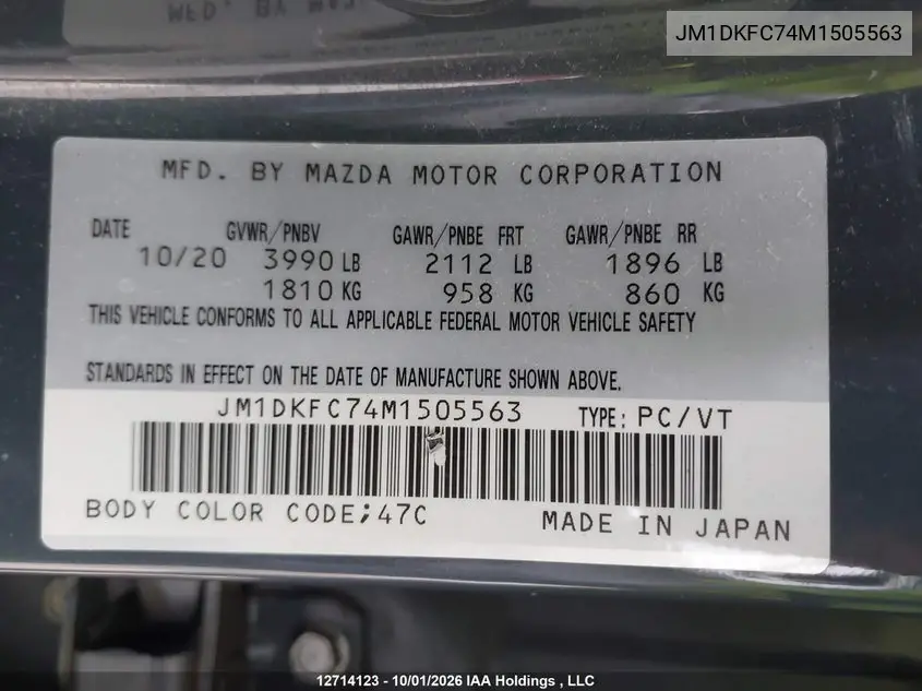 2021 MAZDA CX-3 VIN JM1DKFC74M1505563 — фото 18