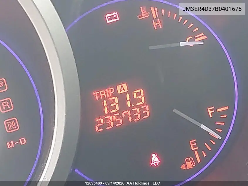 2011 MAZDA CX-7 VIN JM3ER4D37B0401675 — фото 15