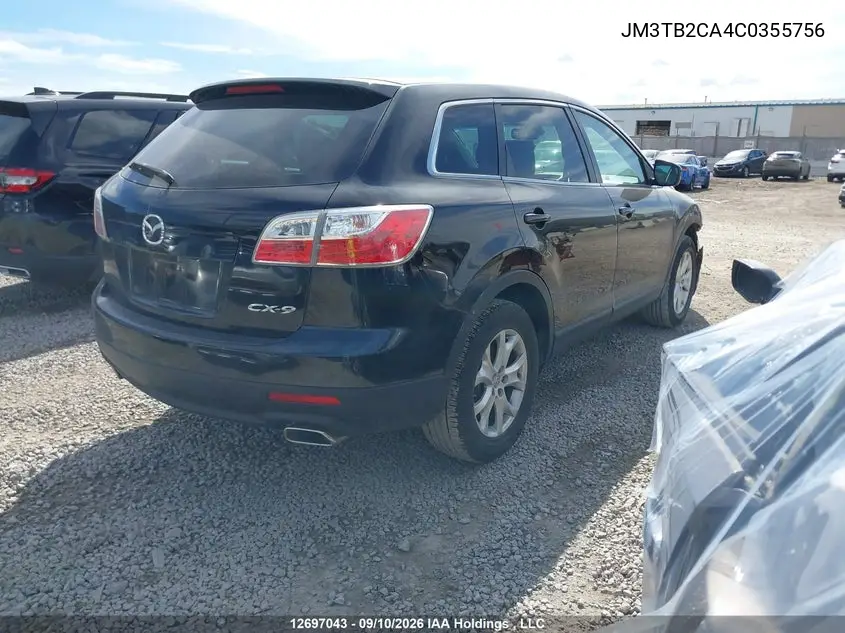 2012 MAZDA CX-9 VIN JM3TB2CA4C0355756 — фото 4