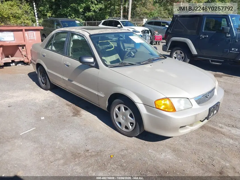MAZDA PROTEGE 2000, VIN JM1BJ2248Y0257792