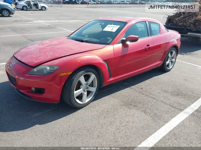 2004 MAZDA RX-8 VIN JM1FE17N840121951 — фото 2