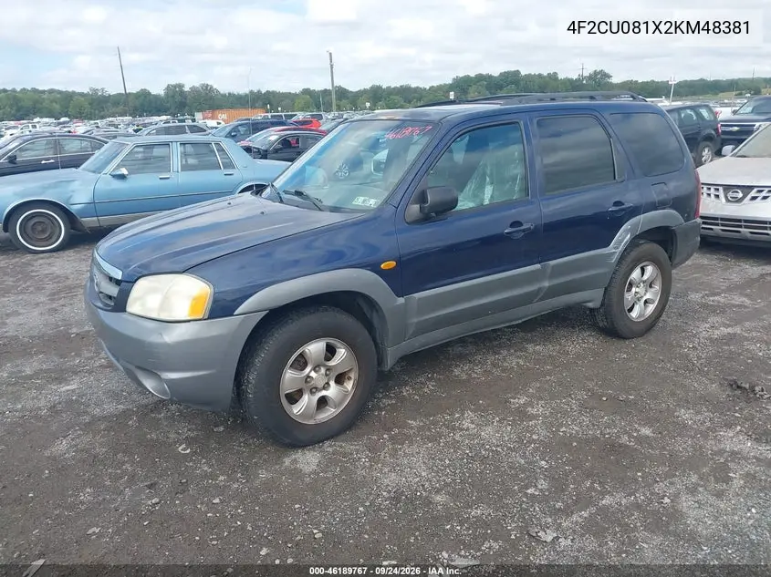 2002 MAZDA TRIBUTE VIN 4F2CU081X2KM48381 — фото 2