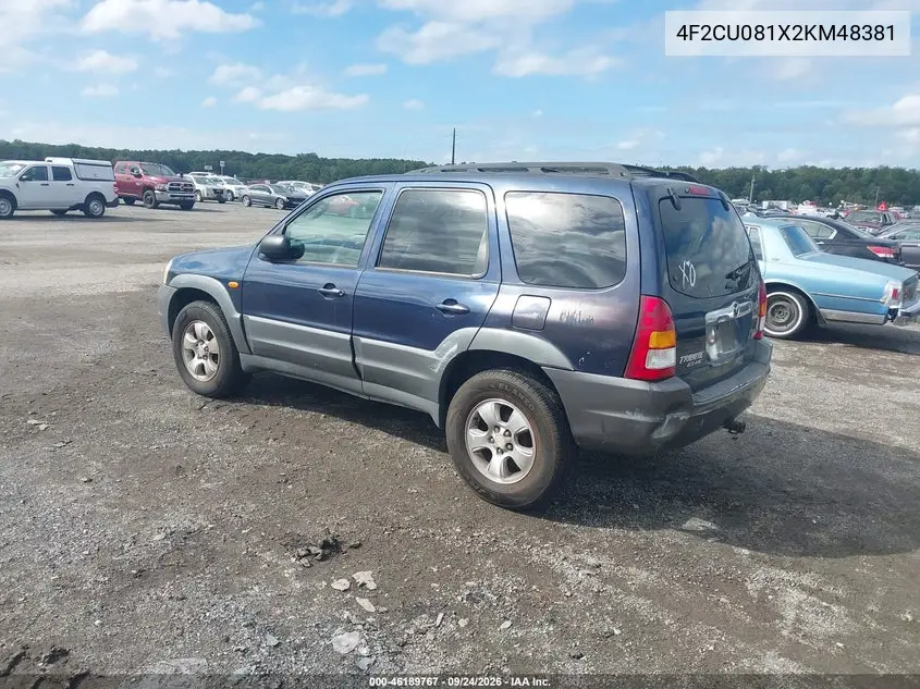 2002 MAZDA TRIBUTE VIN 4F2CU081X2KM48381 — фото 3