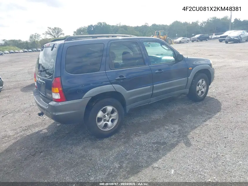 2002 MAZDA TRIBUTE VIN 4F2CU081X2KM48381 — фото 4