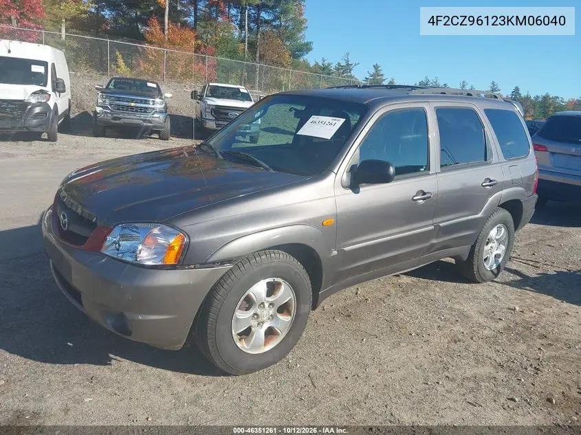 2003 MAZDA TRIBUTE VIN 4F2CZ96123KM06040 — фото 2
