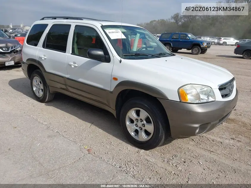 MAZDA TRIBUTE 2003, VIN 4F2CZ06123KM34867