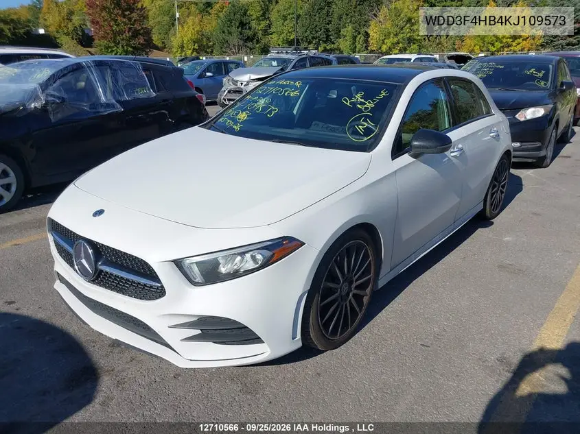2019 MERCEDES A-KLASSE VIN WDD3F4HB4KJ109573 — фото 2