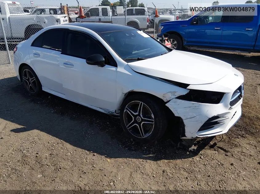 MERCEDES A-KLASSE 2019, VIN WDD3G4FB3KW004879