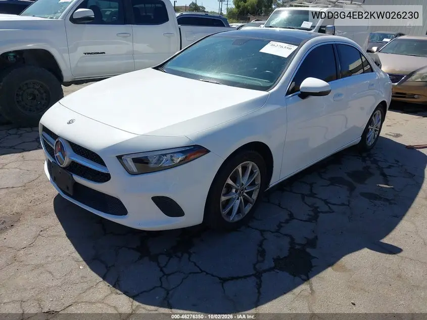 2019 MERCEDES A-KLASSE VIN WDD3G4EB2KW026230 — фото 2