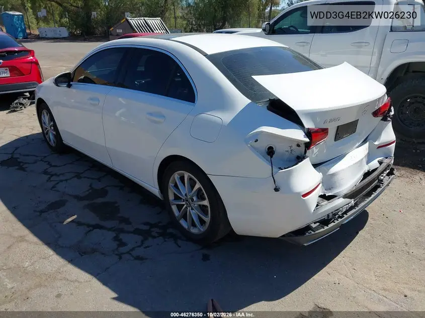 2019 MERCEDES A-KLASSE VIN WDD3G4EB2KW026230 — фото 3