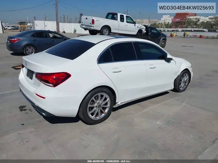 2019 MERCEDES A-KLASSE VIN WDD3G4EB4KW025693 — фото 4