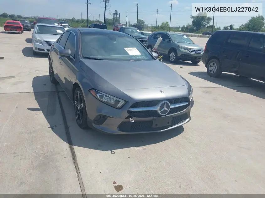 MERCEDES A-KLASSE 2020, VIN W1K3G4EB0LJ227042
