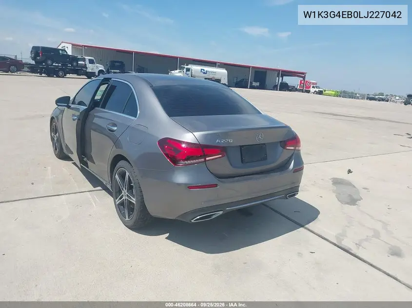 2020 MERCEDES A-KLASSE VIN W1K3G4EB0LJ227042 — фото 3