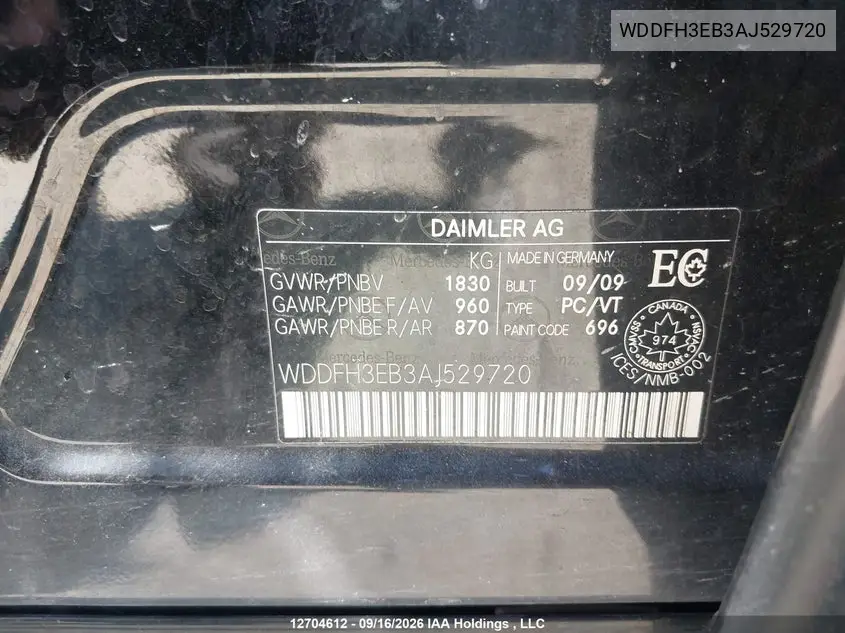 2010 MERCEDES B-KLASSE VIN WDDFH3EB3AJ529720 — фото 20