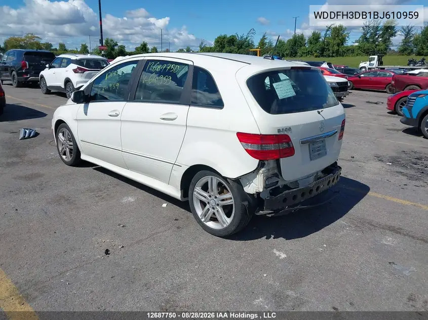 2011 MERCEDES B-KLASSE VIN WDDFH3DB1BJ610959 — фото 3