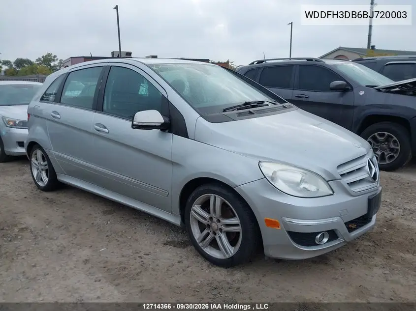 MERCEDES B-KLASSE 2011, VIN WDDFH3DB6BJ720003
