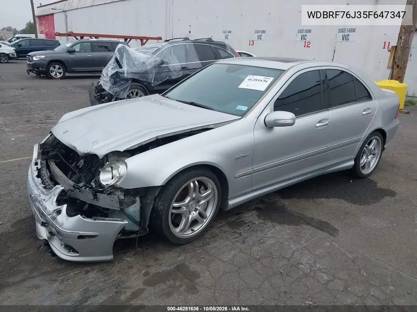 2005 MERCEDES C-KLASSE AMG VIN WDBRF76J35F647347 — фото 2