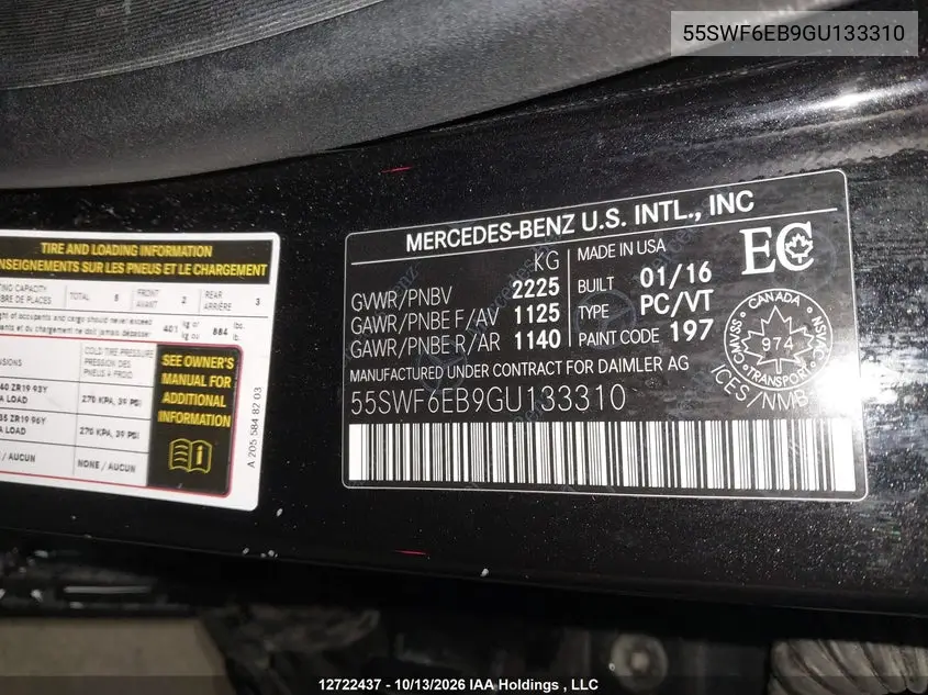 2016 MERCEDES C-KLASSE AMG VIN 55SWF6EB9GU133310 — фото 19