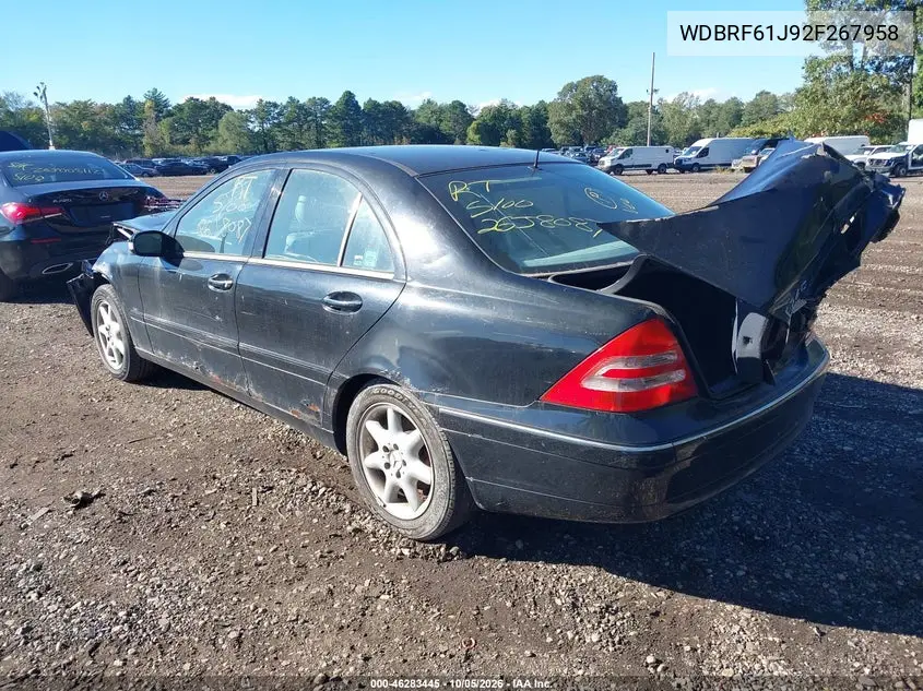 2002 MERCEDES C-KLASSE VIN WDBRF61J92F267958 — фото 3