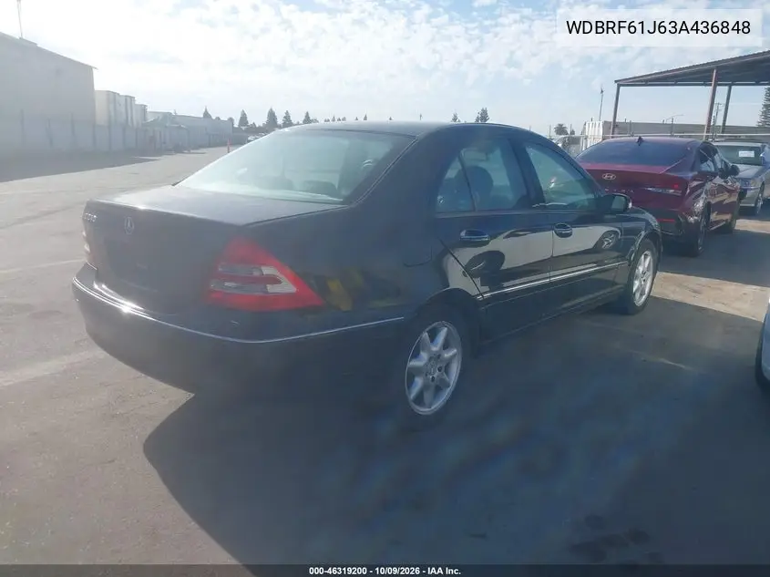 2003 MERCEDES C-KLASSE VIN WDBRF61J63A436848 — фото 4