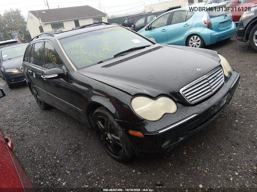 MERCEDES C-KLASSE 2003, VIN WDBRH61J13F316128