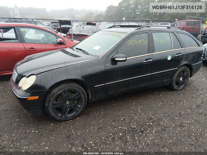 2003 MERCEDES C-KLASSE VIN WDBRH61J13F316128 — фото 2
