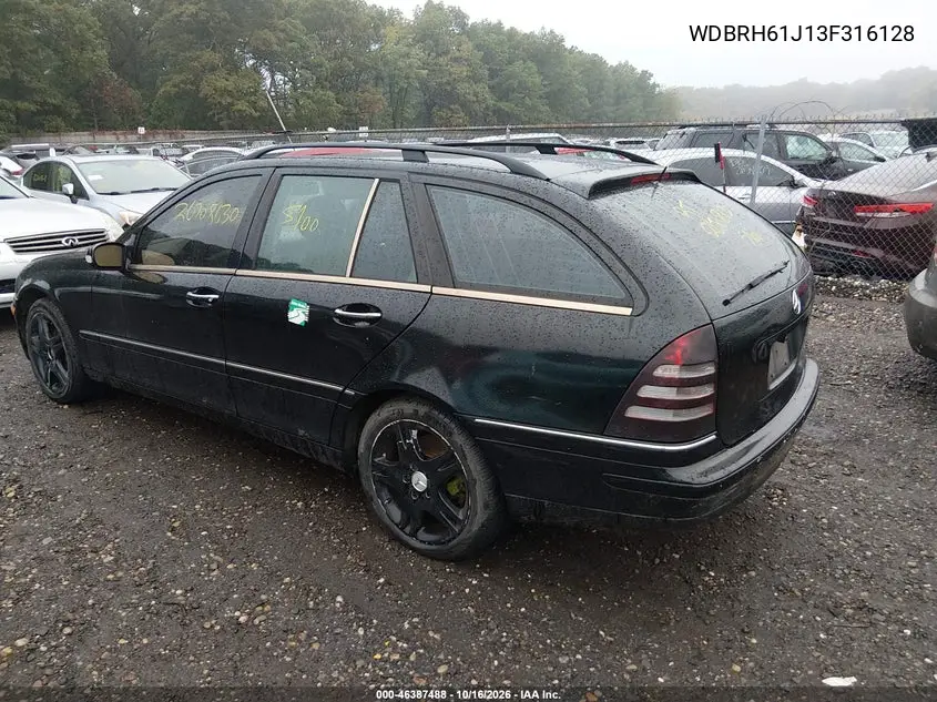 2003 MERCEDES C-KLASSE VIN WDBRH61J13F316128 — фото 3