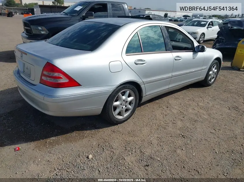 2004 MERCEDES C-KLASSE VIN WDBRF64J54F541364 — фото 4