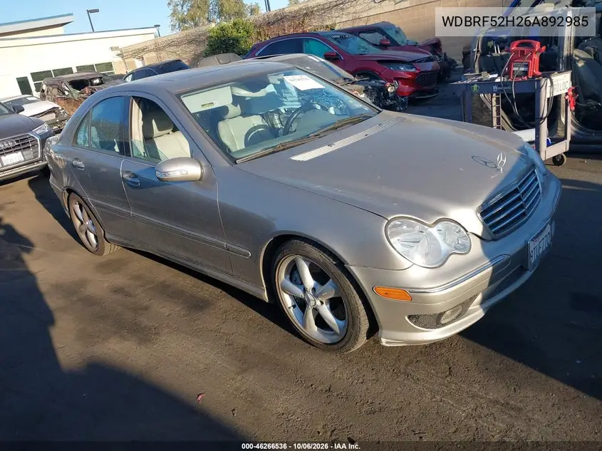 MERCEDES C-KLASSE 2006, VIN WDBRF52H26A892985