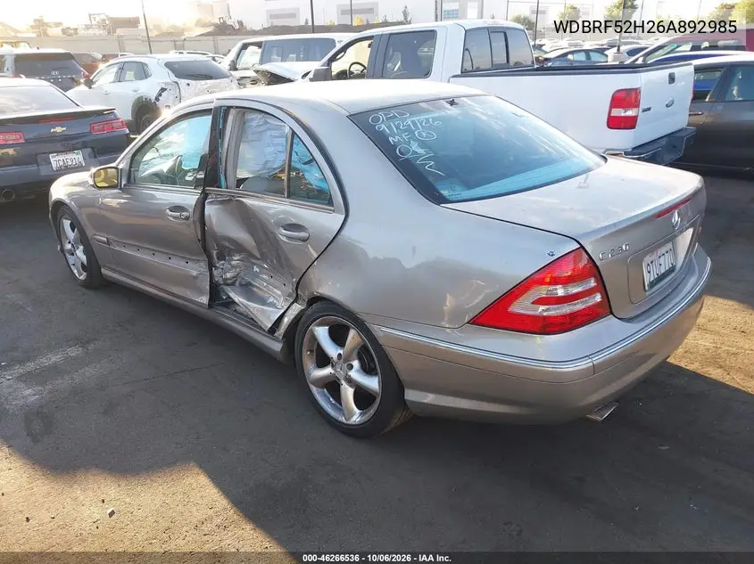 2006 MERCEDES C-KLASSE VIN WDBRF52H26A892985 — фото 3