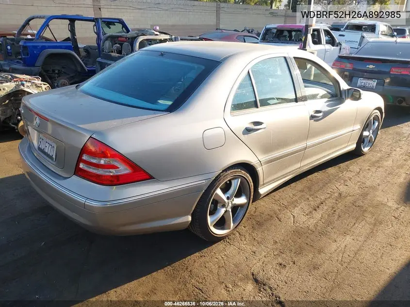 2006 MERCEDES C-KLASSE VIN WDBRF52H26A892985 — фото 4