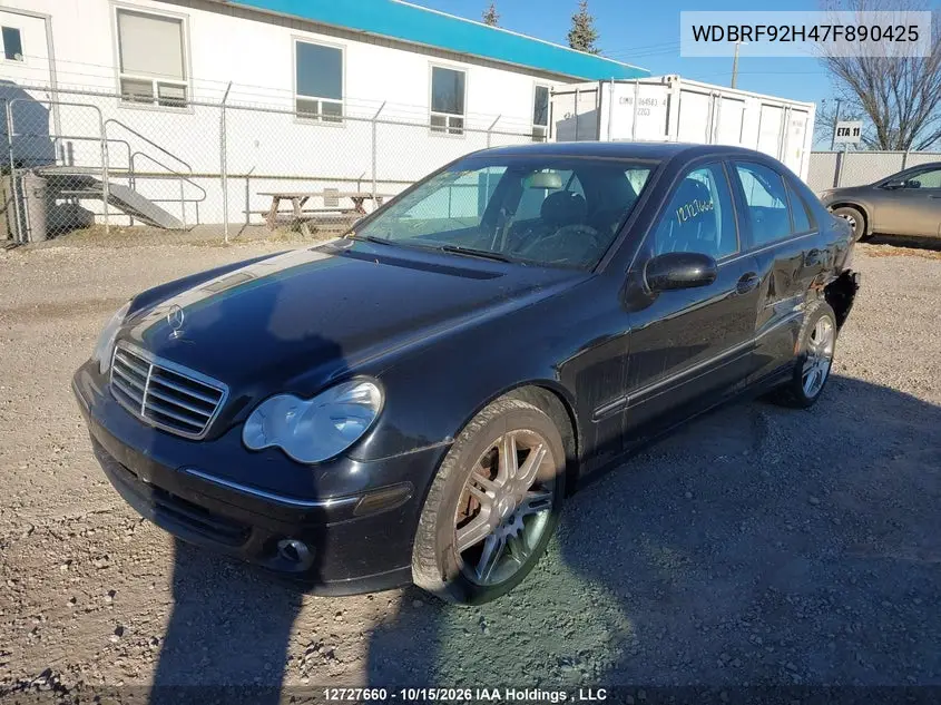 2007 MERCEDES C-KLASSE VIN WDBRF92H47F890425 — фото 2