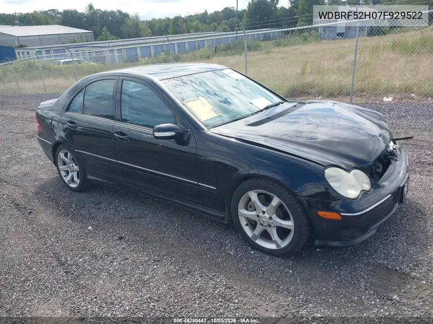 MERCEDES C-KLASSE 2007, VIN WDBRF52H07F929522